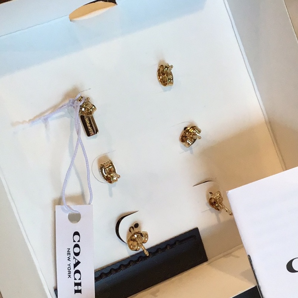 3 PAIRS BOXED Coach Crystal Earrings - Picture 4 of 4